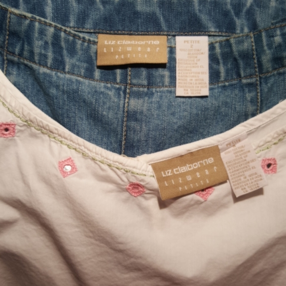 Liz Claiborne ♡ Sweet Vintage 2pc Embroidered Sleeveless Top SP | Jean Capris 2P - Picture 17 of 17